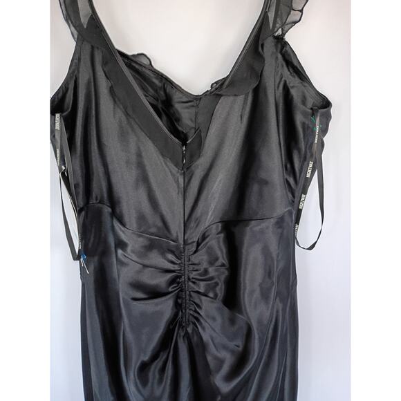 Night Way Collections Black Satin Formal Gown Sz 16 Prom Sleeveless Empire Waist - Picture 7 of 11
